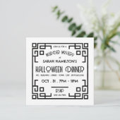 Geometrische Gatsby-stijl, moordmysterie Halloween Kaart (Staand voorkant)