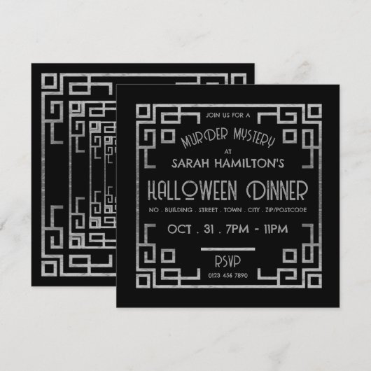 Geometrische Gatsby-stijl, moordmysterie Halloween Kaart (Voorkant / Achterkant)