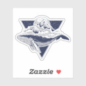 Geometrische gebergte | Blauwe walvis Sticker (Vel)