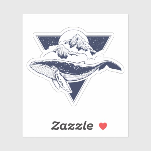 Geometrische gebergte | Blauwe walvis Sticker (Vel)