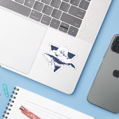 Geometrische gebergte | Blauwe walvis Sticker (Laptop met iPhone)
