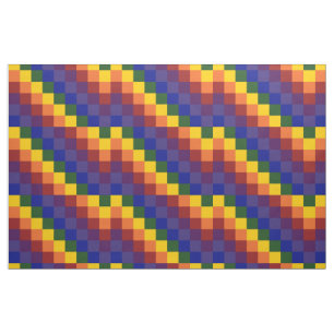 Geometrische gecheckte regenboogpatroonverbinding stof
