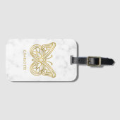 Geometrische gedrukte goudvlinder, speciaal gepers bagagelabel (Voorkant (horizontaal))