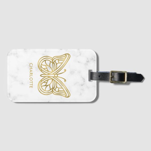 Geometrische gedrukte goudvlinder, speciaal gepers bagagelabel (Voorkant (horizontaal))