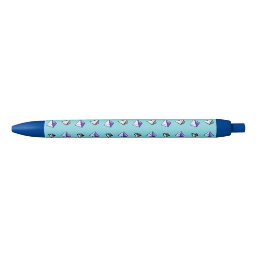 Geometrische geek Wiskunde van piramide Patroon Blauwe Inkt Pen (Voorkant)