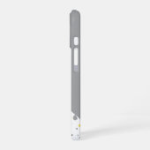 Geometrische geelgrijs terrazzopatroon met naam iPhone 16 hoesje (Linkerkant)