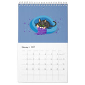 Geometrische geïllustreerde kattenkalender kalender (Feb 2027)