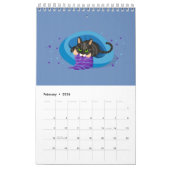 Geometrische geïllustreerde kattenkalender kalender (Feb 2026)