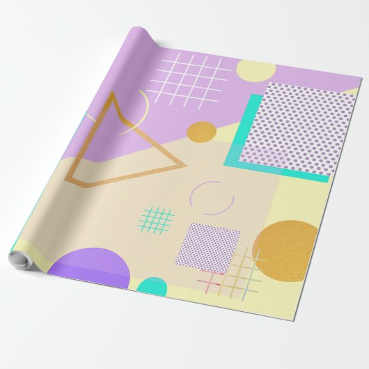 Geometrische gele afdruk cadeaupapier (Uitgerold)