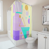 Geometrische gele afdruk douchegordijn (In situ)