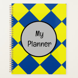 Geometrische gele en blauwe vierkanten planner