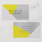 Geometrische gele grijze metalen moderne kleurblok visitekaartje (Voorkant / Achterkant)