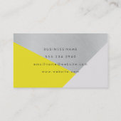 Geometrische gele grijze metalen moderne kleurblok visitekaartje (Achterkant)