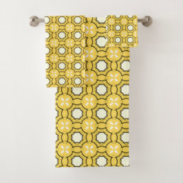 geometrische gele & zwarte patroon bad handdoek