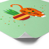 Geometrische gemberkat loopt langs een plant pot p poster (Hoek)