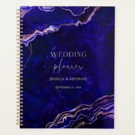 Geometrische geode Deep Blue Roos Gold Agate Weddi Planner