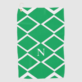 Geometrische gepersonaliseerde Groene Diamond Drie Golfhanddoek