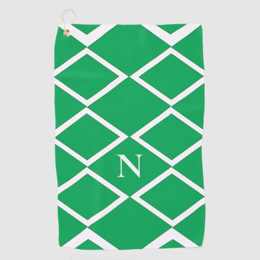 Geometrische gepersonaliseerde Groene Diamond Drie Golfhanddoek (Voorkant)