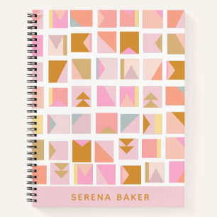 Geometrische gepersonaliseerde roze Gold Pastel kl Notitieboek