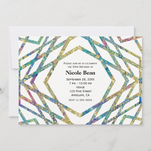 Geometrische Glam Colors & Gold Party Invitations Kaart (Voorkant)