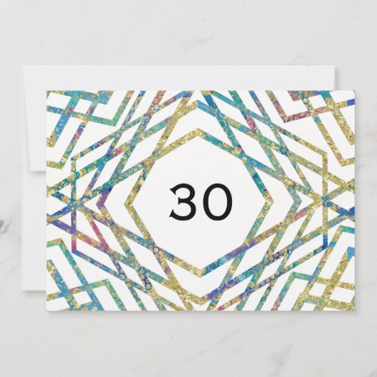 Geometrische Glam Colors & Gold Party Invitations Kaart (Achterkant)