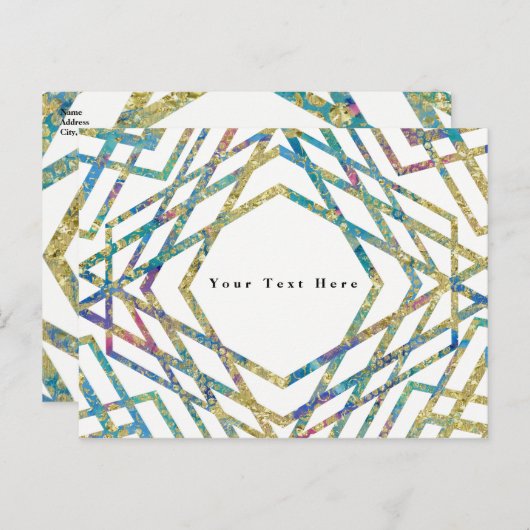 Geometrische Glam-kleuren en Gold Custom Chic Part Aankondigingskaart (Voorkant / Achterkant)