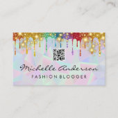 Geometrische glamour Sparkle | Glitter Drip Visitekaartje (Voorkant)