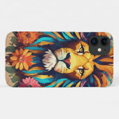 Geometrische Glas in lood Lion iPhone Hoesje ontwe (Achterkant (horizontaal))