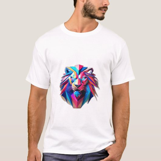 Geometrische Glitch Lion: Edgy & Modern T-shirt (Voorkant)