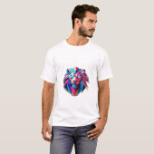 Geometrische Glitch Lion: Edgy & Modern T-shirt (Voorkant volledig)
