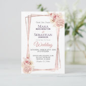 *~* Geometrische Glitter Lijst Blush Rozen Kaart (Staand voorkant)