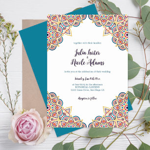 Geometrische Glitterende Metallic Luxe Bruiloft Kaart