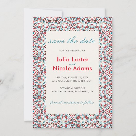 Geometrische Glitterende Metallic Luxe Trouw Save The Date (Voorkant)