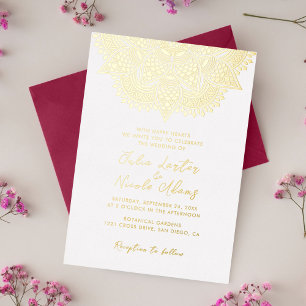 Geometrische Glitterende Metallic Luxe Trouwfeest Folie Uitnodiging
