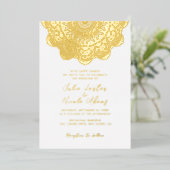 Geometrische Glittering Gold Cultuur Mandala Folie Uitnodiging (Staand Voorkant)