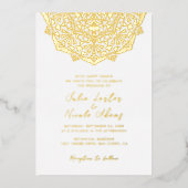 Geometrische Glittering Gold Cultuur Mandala Folie Uitnodiging (Voorkant)