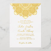 Geometrische Glittering Gold Cultuur Mandala Folie Uitnodiging (Voorkant)