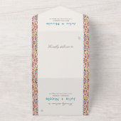 Geometrische Glittering Metallic Luxe Huwelijk All In One Uitnodiging (Buitenkant)