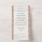 Geometrische Glittering Metallic Luxe Huwelijk All In One Uitnodiging (Binnen)