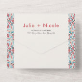 Geometrische Glittering Metallic Luxe Huwelijk All In One Uitnodiging (Achterkant)