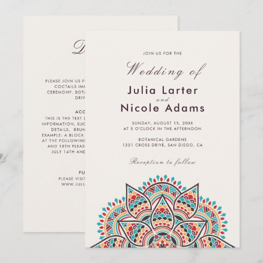 Geometrische Glittering Metallic Luxe Huwelijk Kaart (Voorkant / Achterkant)