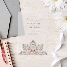 Geometrische Glittering Metallic Luxe Huwelijk Vellum Uitnodigingen