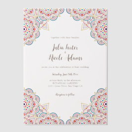 Geometrische Glittering Metallic Luxe Huwelijk Vellum Uitnodigingen