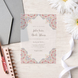 Geometrische Glittering Metallic Luxe Huwelijk Vellum Uitnodigingen