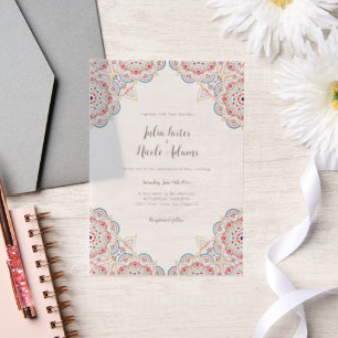 Geometrische Glittering Metallic Luxe Huwelijk Vellum Uitnodigingen