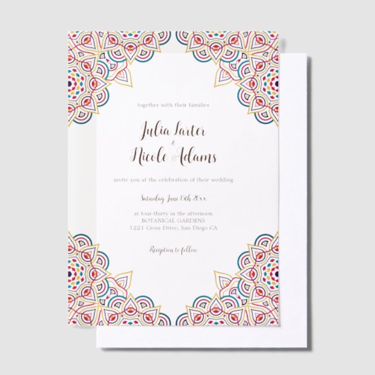 Geometrische Glittering Metallic Luxe Huwelijk Vellum Uitnodigingen (Offset)