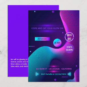 Geometrische gloed in de Donkere Neon Birthday Par Kaart