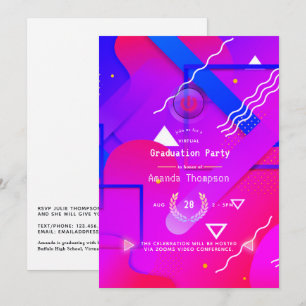 Geometrische gloed Virtual Graduation Party Kaart