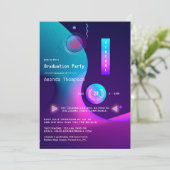 Geometrische gloed Virtual Graduation Party Kaart (Staand voorkant)
