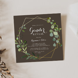 Geometrische Gold Brown Green Gender Reveal Party Kaart